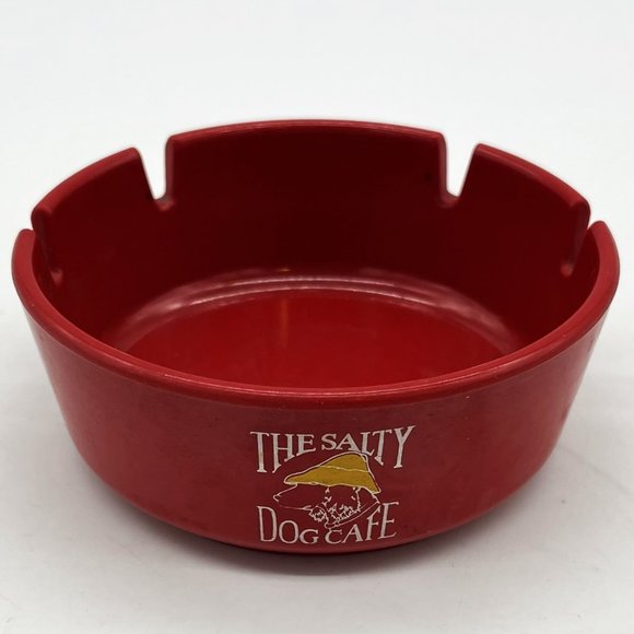 Vintage Red Plastic The Salty Dog Cafe 4 Slot Saf-T-Dish Ash Tray-Made in USA - Picture 1 of 5